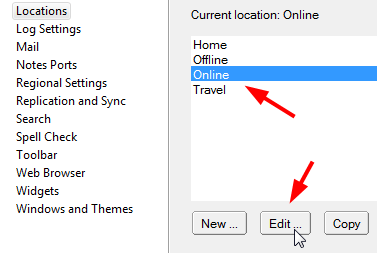 Select a location then click Edit...